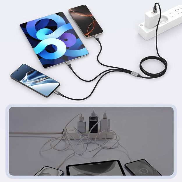 Tech-Protect UltraBoost DNA 3in1 USB-C / Micro-USB / Lightning cable 120 cm - gray 2