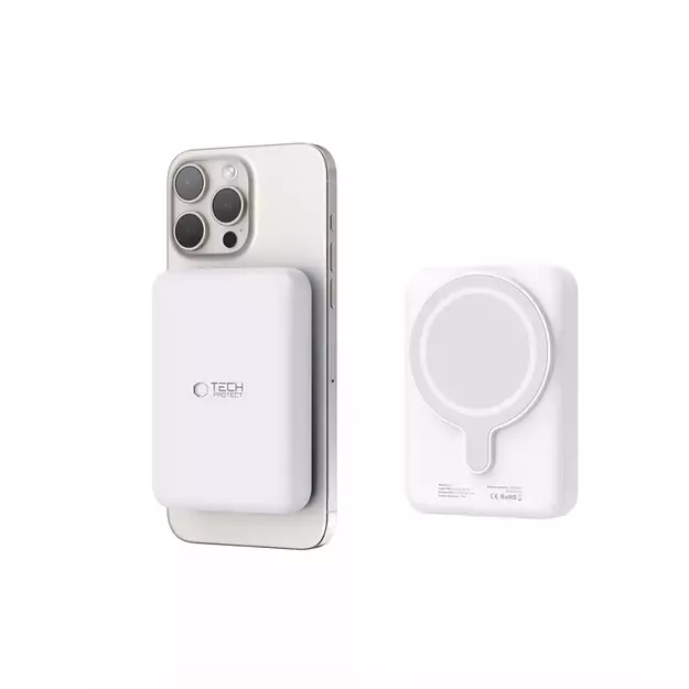 Tech-Protect LifeMag PB11 Powerbank with MagSafe 10000mAh 15W USB-C port - white + USB-C cable 3