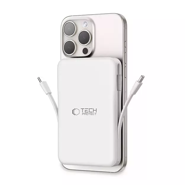 Tech-Protect LifeMag PB31 Power Bank with MagSafe 10000mAh 15W USB-C / USB-A / Built-in USB-C / Lightning Cables - White 17