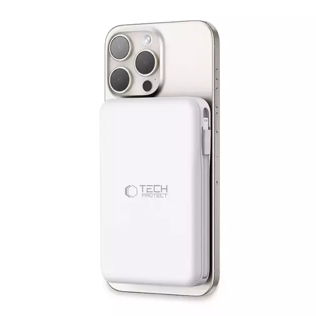 Tech-Protect LifeMag PB31 Power Bank with MagSafe 10000mAh 15W USB-C / USB-A / Built-in USB-C / Lightning Cables - White 18