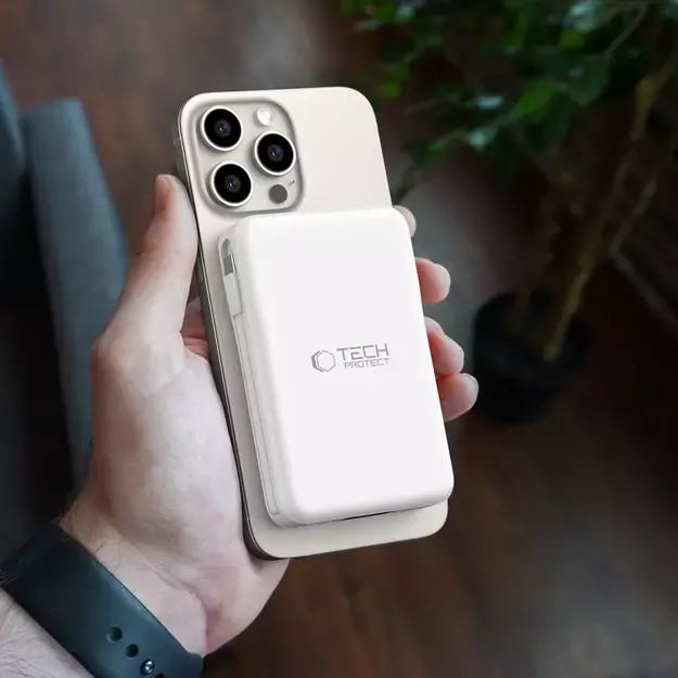 Tech-Protect LifeMag PB31 Power Bank with MagSafe 10000mAh 15W USB-C / USB-A / Built-in USB-C / Lightning Cables - White 16