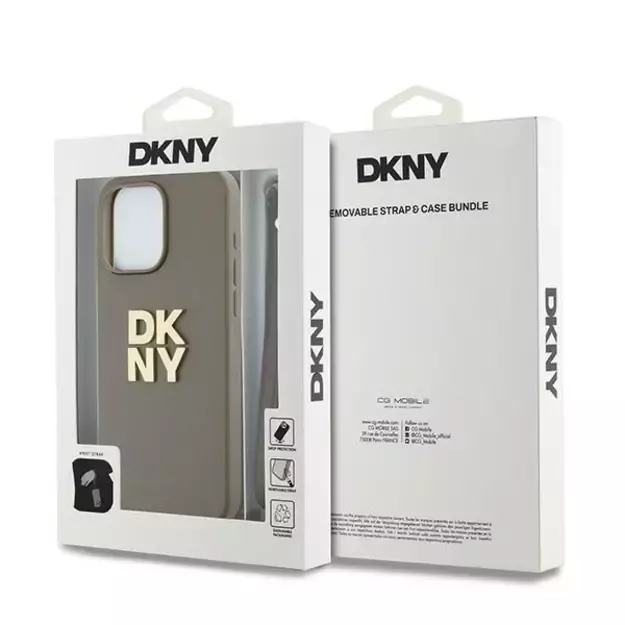 DKNY Wrist Strap Stock Logo case for iPhone 15 Pro Max - beige 6