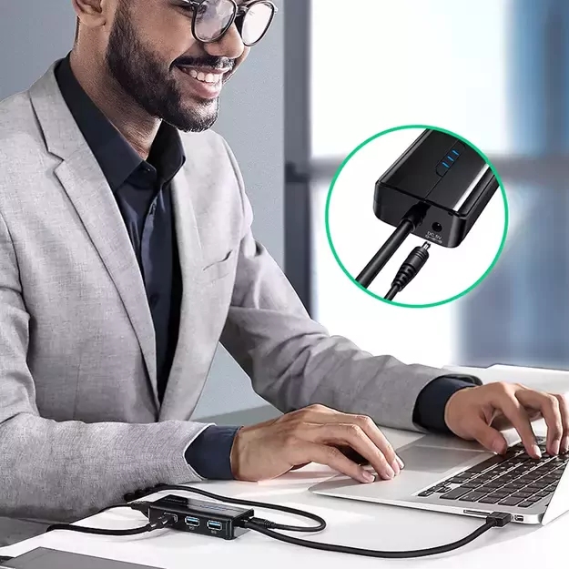 Ugreen 20265 USB-A / RJ45 1000 Mbps HUB 3x USB 3.0 network adapter - black 3