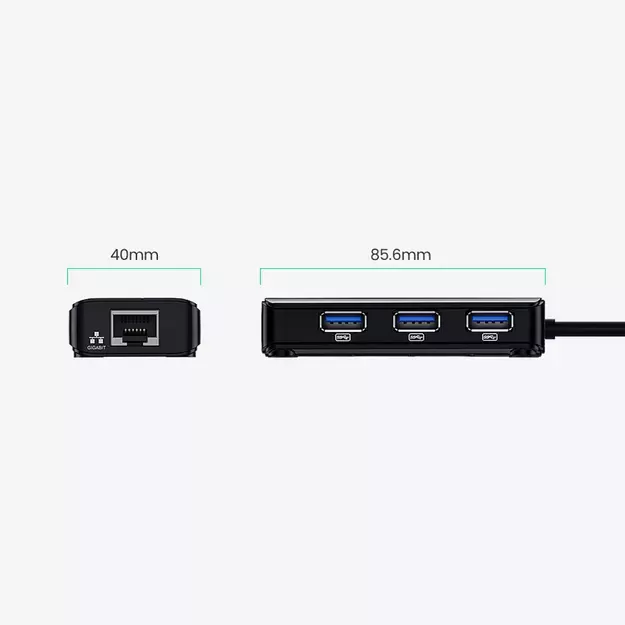 Ugreen 20265 USB-A / RJ45 1000 Mbps HUB 3x USB 3.0 network adapter - black 2