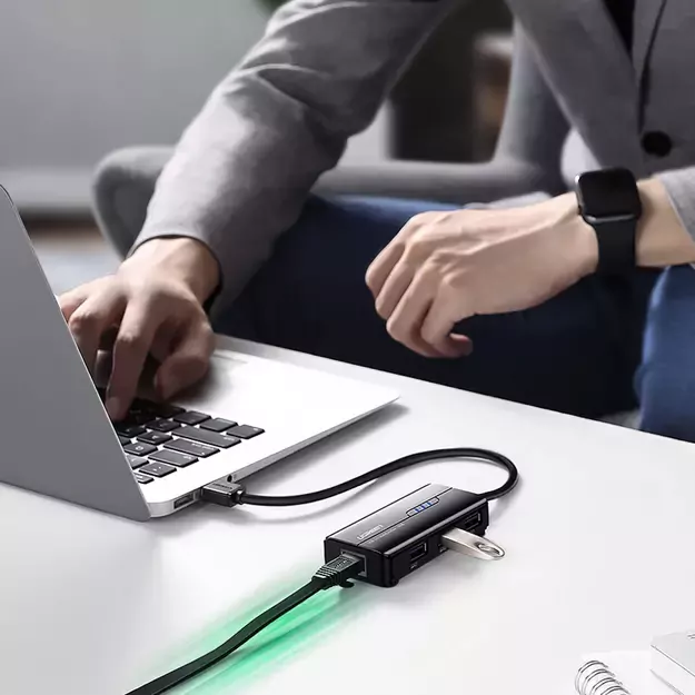 Ugreen 20265 USB-A / RJ45 1000 Mbps HUB 3x USB 3.0 network adapter - black 8
