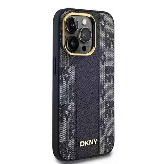 DKNY Leather Checkered Mono Pattern MagSafe Case for iPhone 14 Pro Max - Black 10