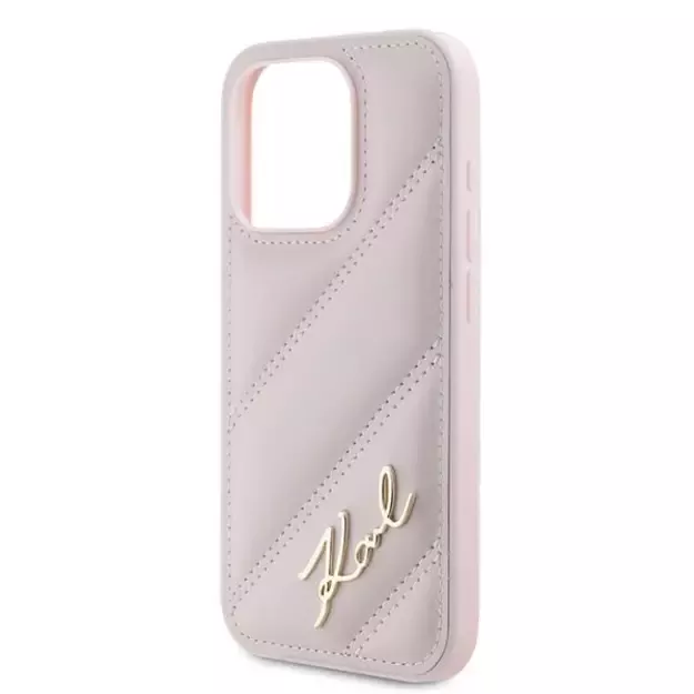 Karl Lagerfeld Diagonal Quilted Script case for iPhone 15 Pro - pink 5