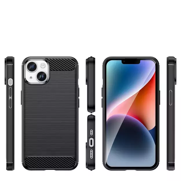 Carbon Case for iPhone 14 Plus flexible gel back cover black 15