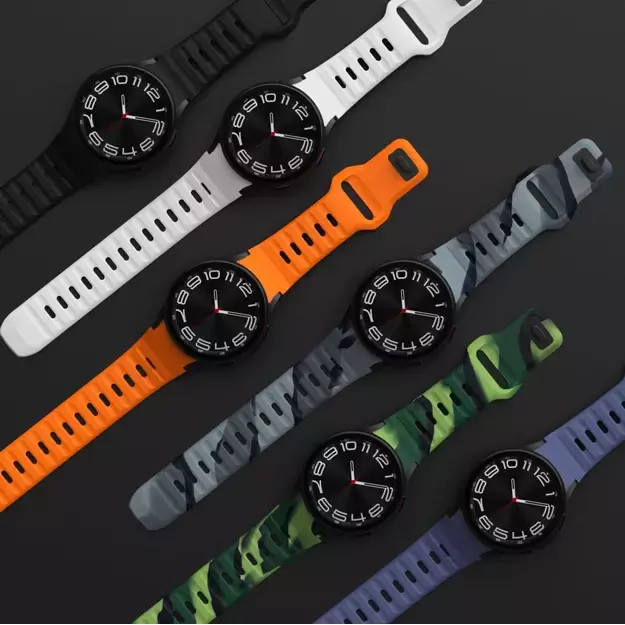 Tech-Protect Silicone Line Strap for Samsung Galaxy Watch 4 / 5 / 5 Pro / 6 / 7 / FE - Orange 2