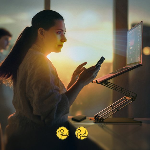 Wozinsky WRS-CPY75DSS Aluminum Laptop and Tablet Stand + Free Smartphone Stand - Silver 14