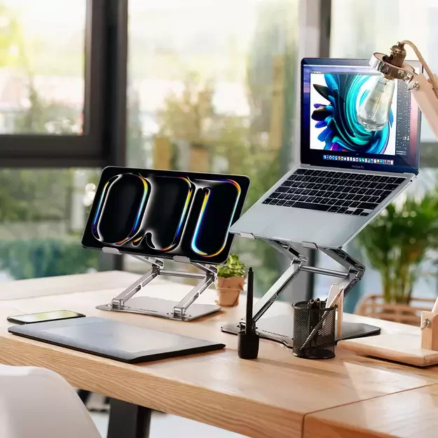 Wozinsky WRS-CPY75DSS Aluminum Laptop and Tablet Stand + Free Smartphone Stand - Silver 17