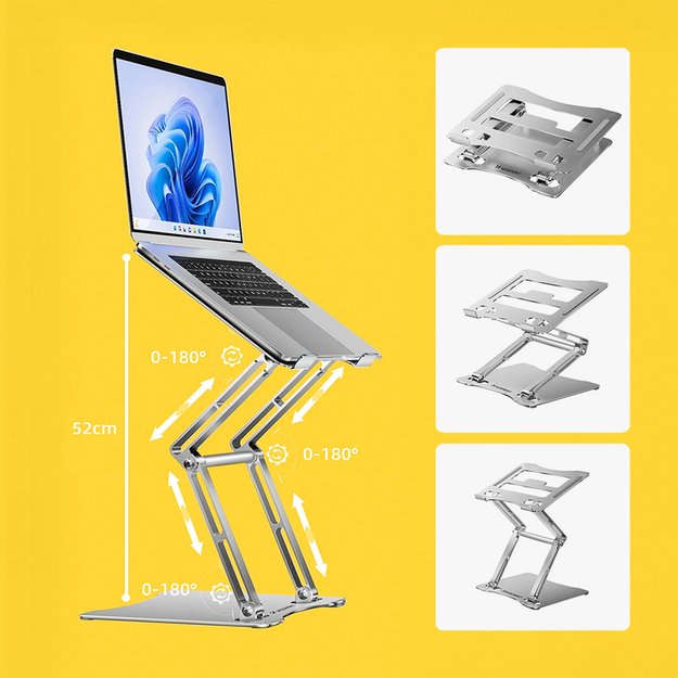 Wozinsky WRS-CPY75DSS Aluminum Laptop and Tablet Stand + Free Smartphone Stand - Silver 13