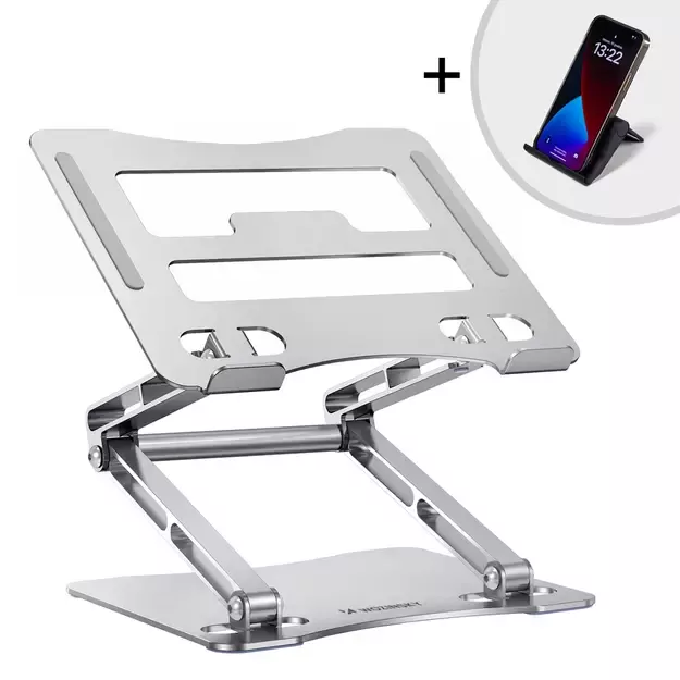 Wozinsky WRS-CPY75DSS Aluminum Laptop and Tablet Stand + Free Smartphone Stand - Silver 11