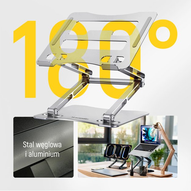 Wozinsky WRS-CPY75DSS Aluminum Laptop and Tablet Stand + Free Smartphone Stand - Silver 11