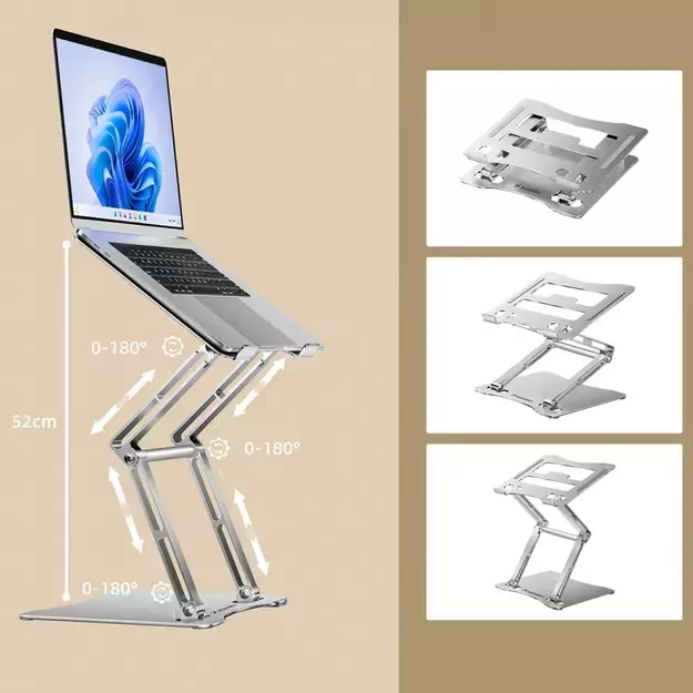 Wozinsky WRS-CPY75DSS Aluminum Laptop and Tablet Stand + Free Smartphone Stand - Silver 34