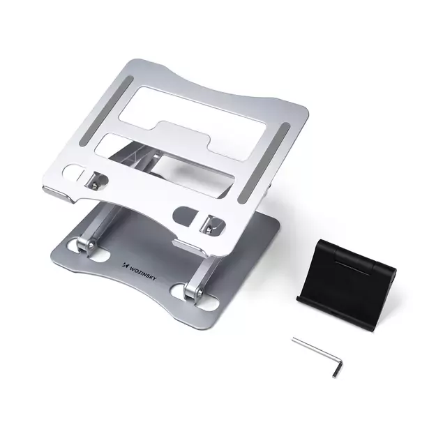 Wozinsky WRS-CPY75DSS Aluminum Laptop and Tablet Stand + Free Smartphone Stand - Silver 12
