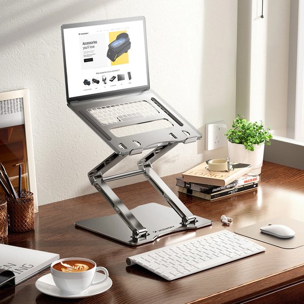 Wozinsky WRS-CPY75DSS Aluminum Laptop and Tablet Stand + Free Smartphone Stand - Silver 31