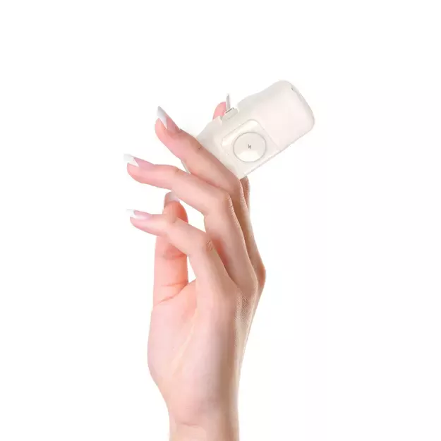 Wozinsky WF16-YLS 5000mAh 15W Lightning Mini Power Bank with Built-in USB-C Cable and Apple Watch Charger - Beige 15