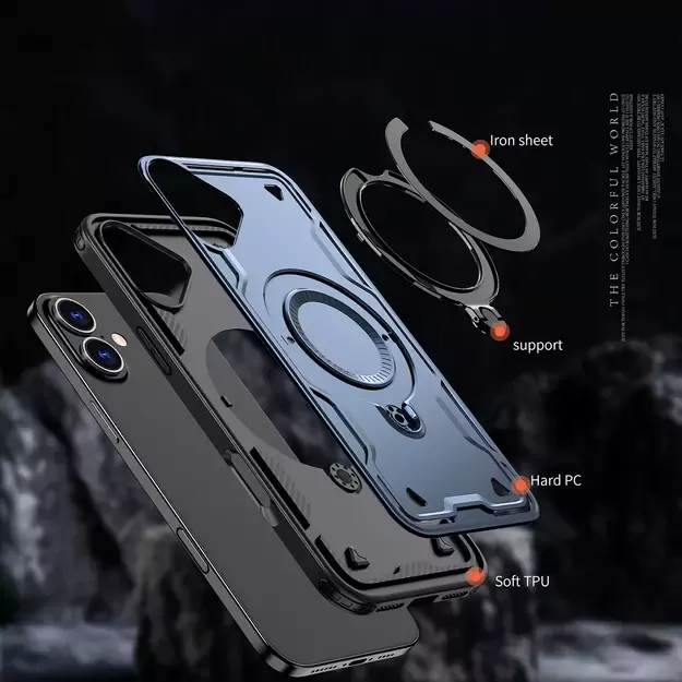 Hybrid Armor Trendy Case with MagSafe for iPhone 16 - Blue 1