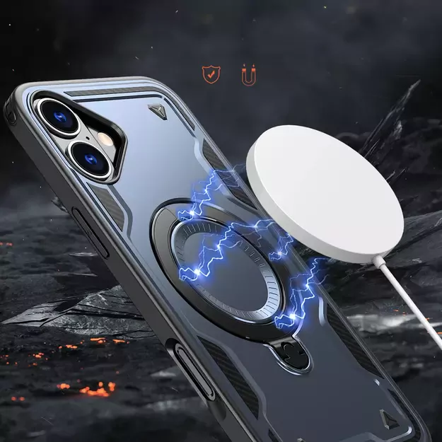 Hybrid Armor Trendy Case with MagSafe for iPhone 16 - Blue 3