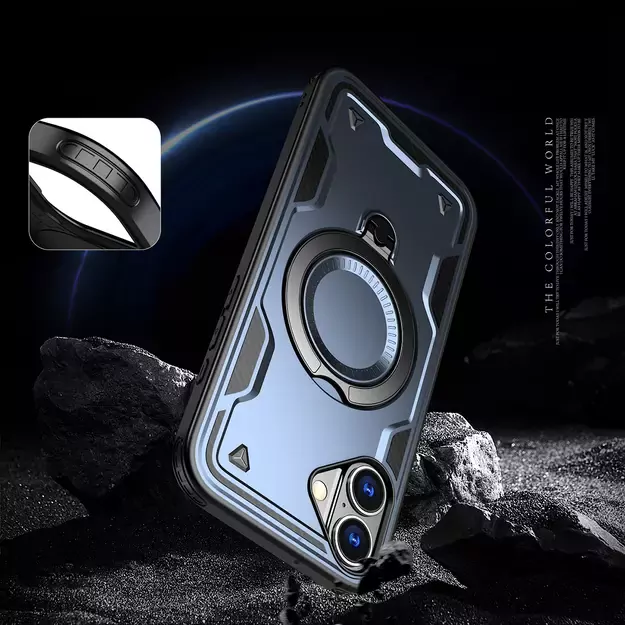 Hybrid Armor Trendy Case with MagSafe for iPhone 16 - Blue 4