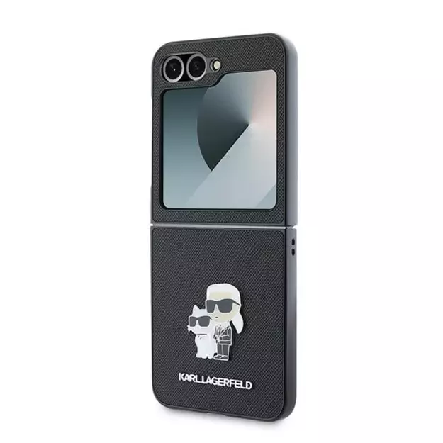 Karl Lagerfeld Saffiano Metal Pin Case for Samsung Galaxy Z Flip 6 - Black 5