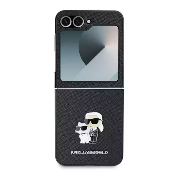 Karl Lagerfeld Saffiano Metal Pin Case for Samsung Galaxy Z Flip 6 - Black 1
