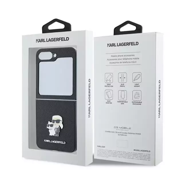 Karl Lagerfeld Saffiano Metal Pin Case for Samsung Galaxy Z Flip 6 - Black 7
