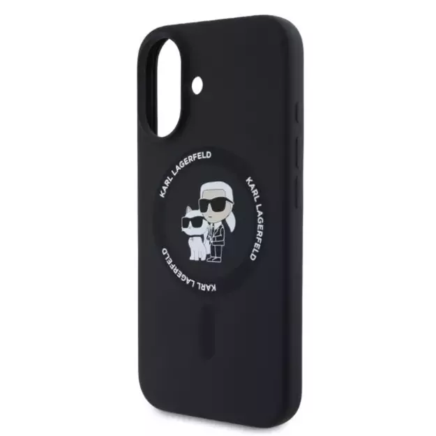 Karl Lagerfeld Silicone Karl&amp Choupette Heads Ring MagSafe iPhone 16 Case - Black 2