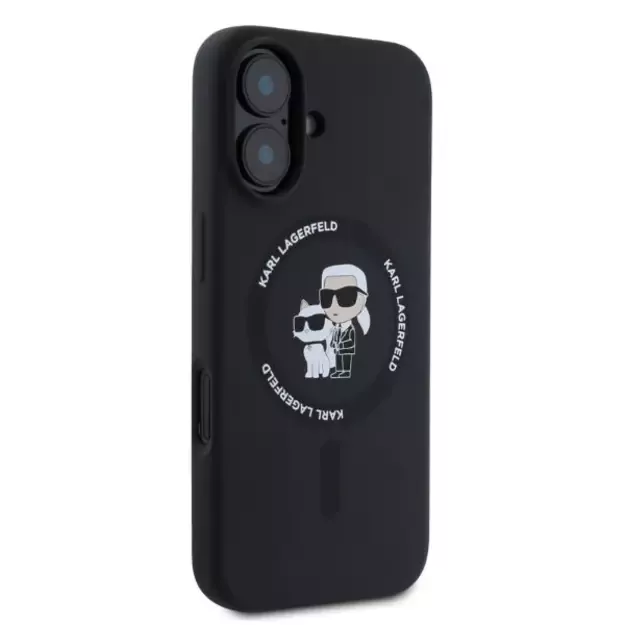 Karl Lagerfeld Silicone Karl&amp Choupette Heads Ring MagSafe iPhone 16 Case - Black 1