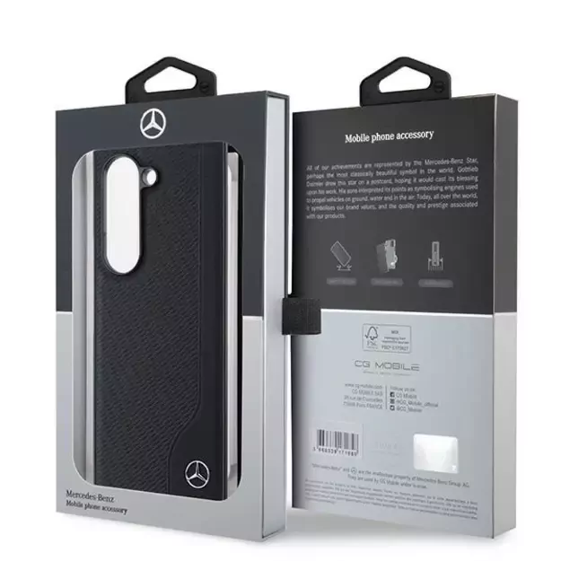 Mercedes Leather Wood Imitation MagSafe Case for Samsung Galaxy Z Fold 6 - Black 12