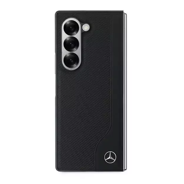 Mercedes Leather Wood Imitation MagSafe Case for Samsung Galaxy Z Fold 6 - Black 7