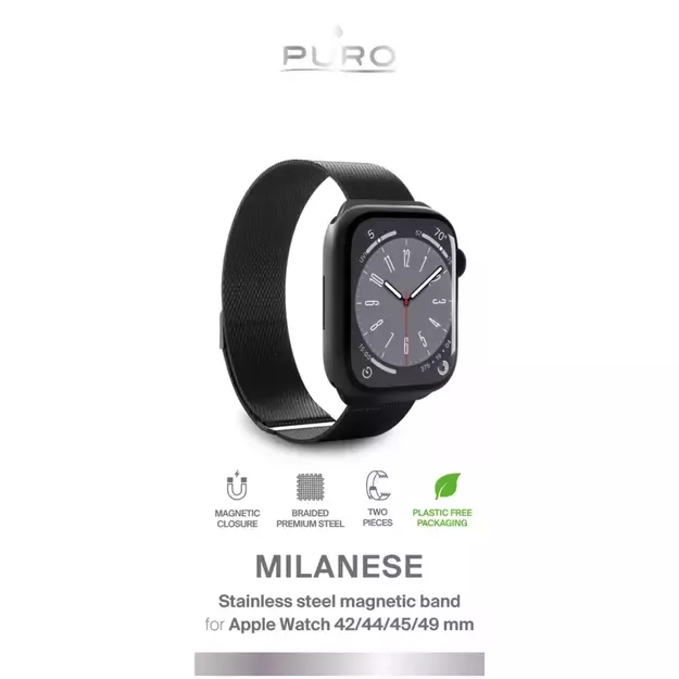 Puro &#39 MILANESE&#39  Watch band for Apple Watch 42-44-45-49m, black 1
