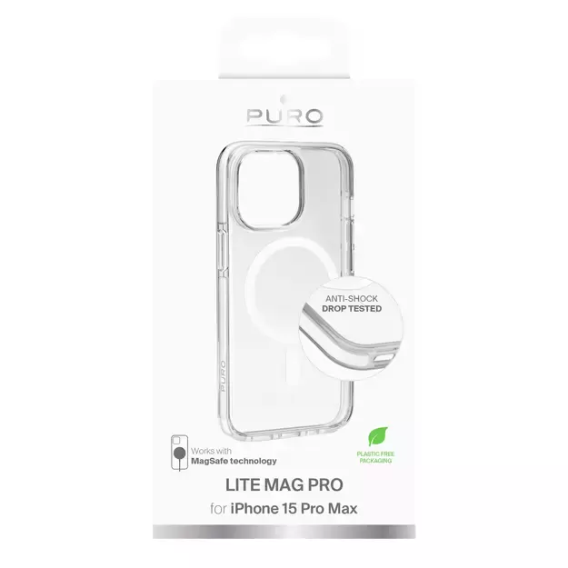 Puro Lite Mag Pro MagSafe Silicone Case for iPhone 15 Pro Max - Transparent 1
