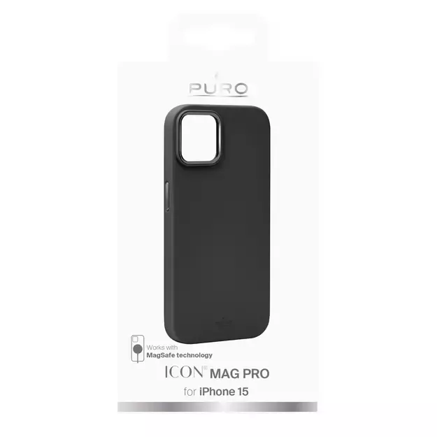 Puro Icon Mag Pro MagSafe Silicone Case for iPhone 15 - Black 1
