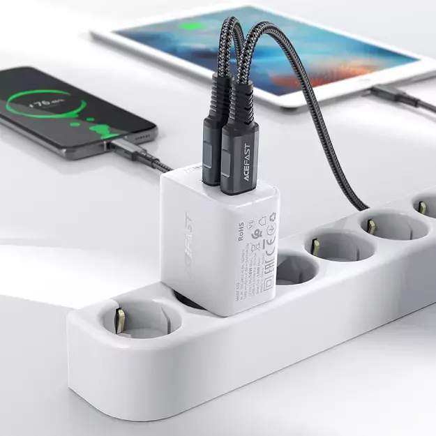 Acefast charger 2x USB 18W QC 3.0, AFC, FCP white (A33 white) 8