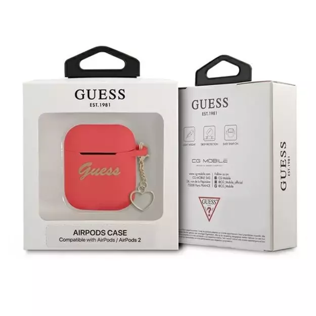 Guess GUA2LSCHSR AirPods cover red/red Silicone Charm Heart Collection 2