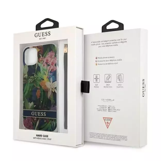 Guess GUHCP13MHFLSB iPhone 13 6.1&quot  blue/blue hardcase Flower Strap 14
