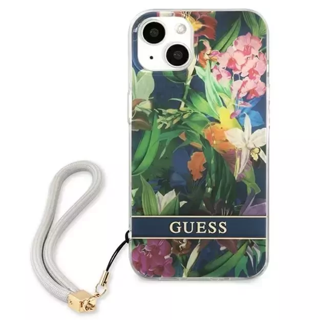 Guess GUHCP13MHFLSB iPhone 13 6.1&quot  blue/blue hardcase Flower Strap 9