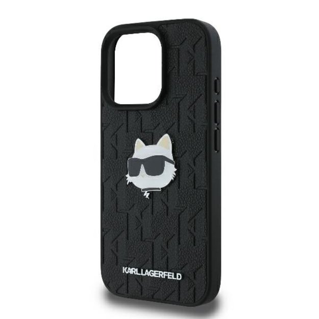 Karl Lagerfeld Monogram Choupette Head Pin iPhone 16 Pro Case - Black 5