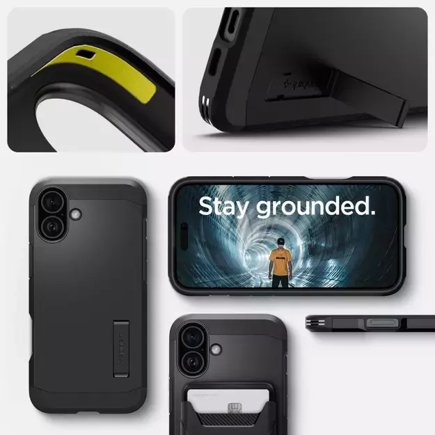 Spigen Tough Armor MagSafe case with stand for iPhone 16 - black 14