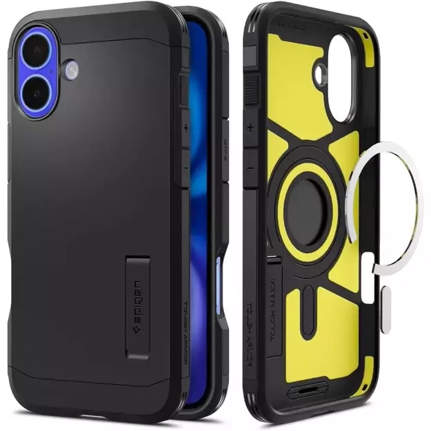 Spigen Tough Armor MagSafe case with stand for iPhone 16 - black