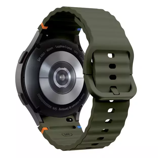 Tech-Protect Silicone Sport Strap for Samsung Galaxy Watch 4 / 5 / 5 Pro / 6 / 7 / FE - Green 1
