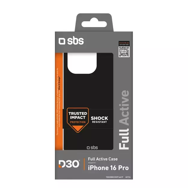 SBS Full Active D3O Case for iPhone 16 Pro - Black 1