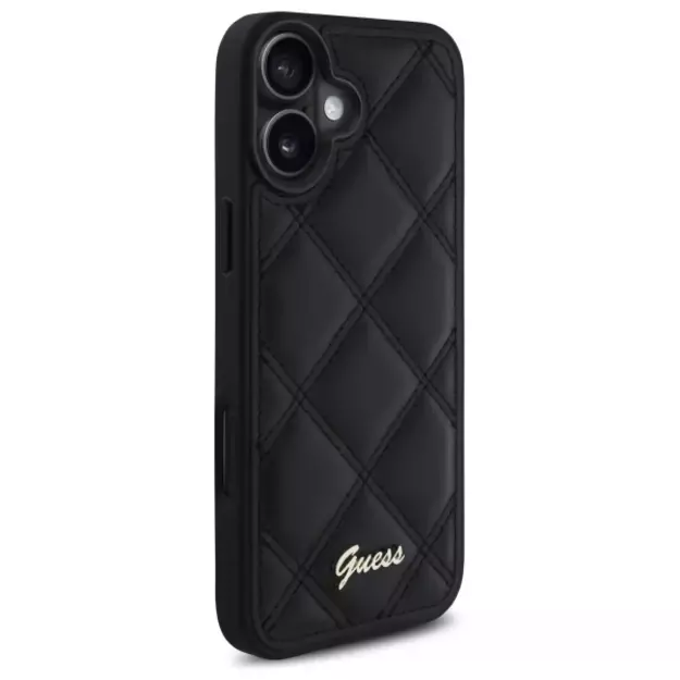 Guess Quilted Metal Logo iPhone 16 Plus Case - Black 10