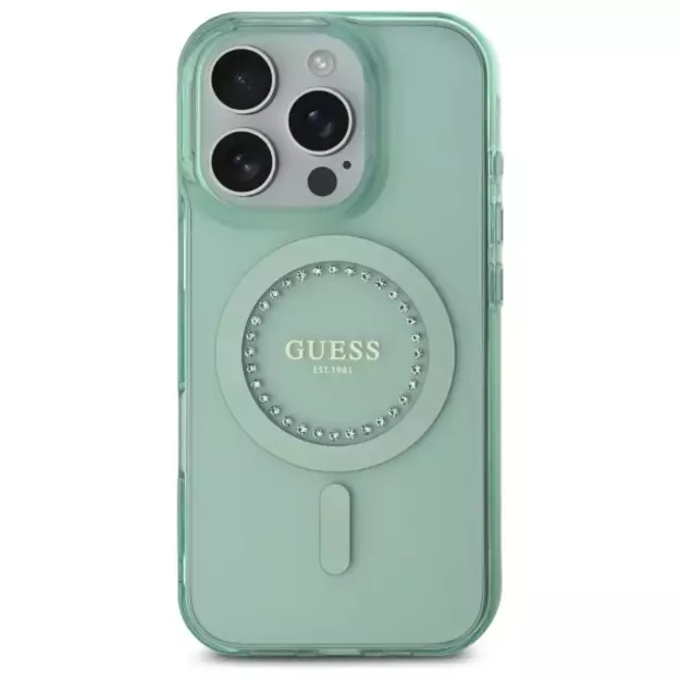 Guess IML Rhinestones MagSafe iPhone 16 Pro Case - Green 9