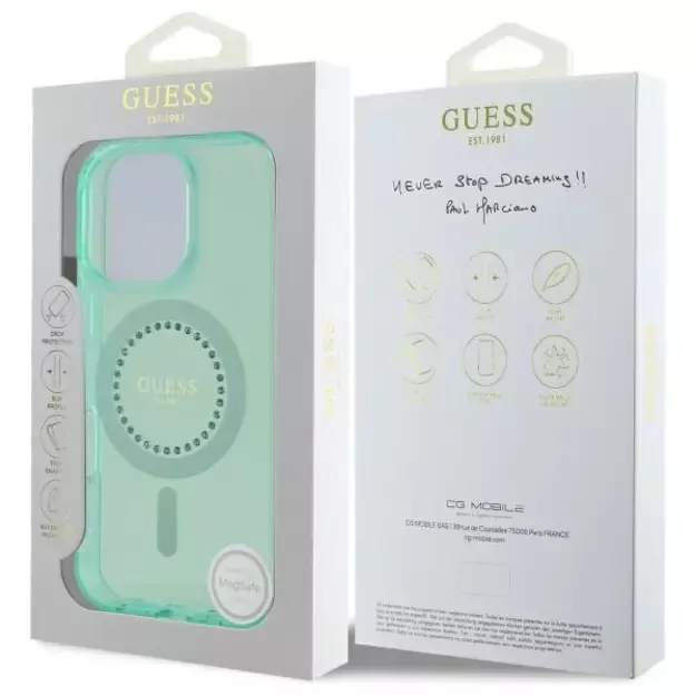 Guess IML Rhinestones MagSafe iPhone 16 Pro Case - Green 14