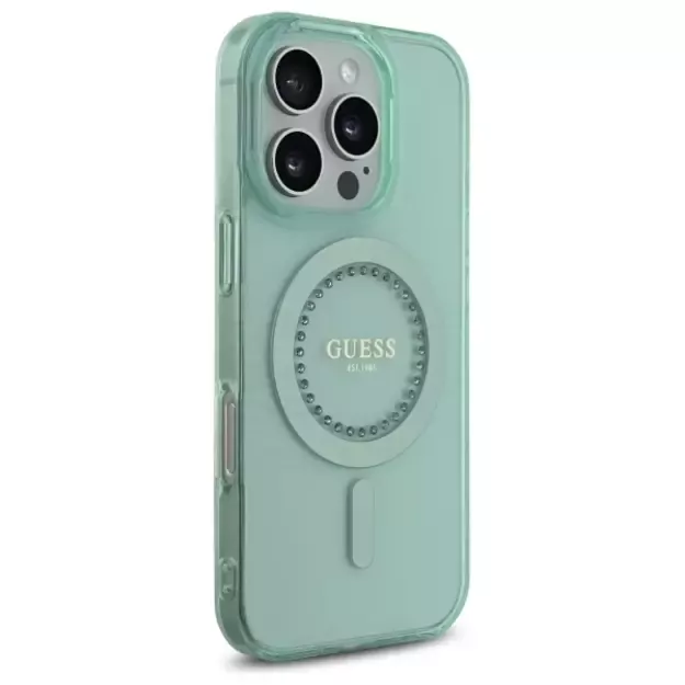 Guess IML Rhinestones MagSafe iPhone 16 Pro Case - Green 10