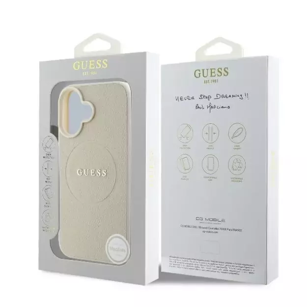 Guess Grained Ring MagSafe case for iPhone 16 - beige 14