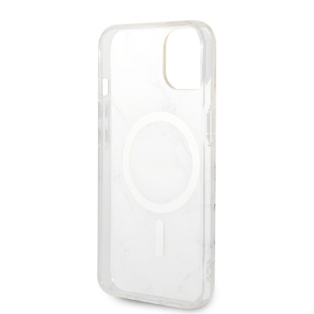 Set Guess GUBPP14SHMEACSH Case+ Charger iPhone 14 6.1&quot  white/white hard case Marble MagSafe 6